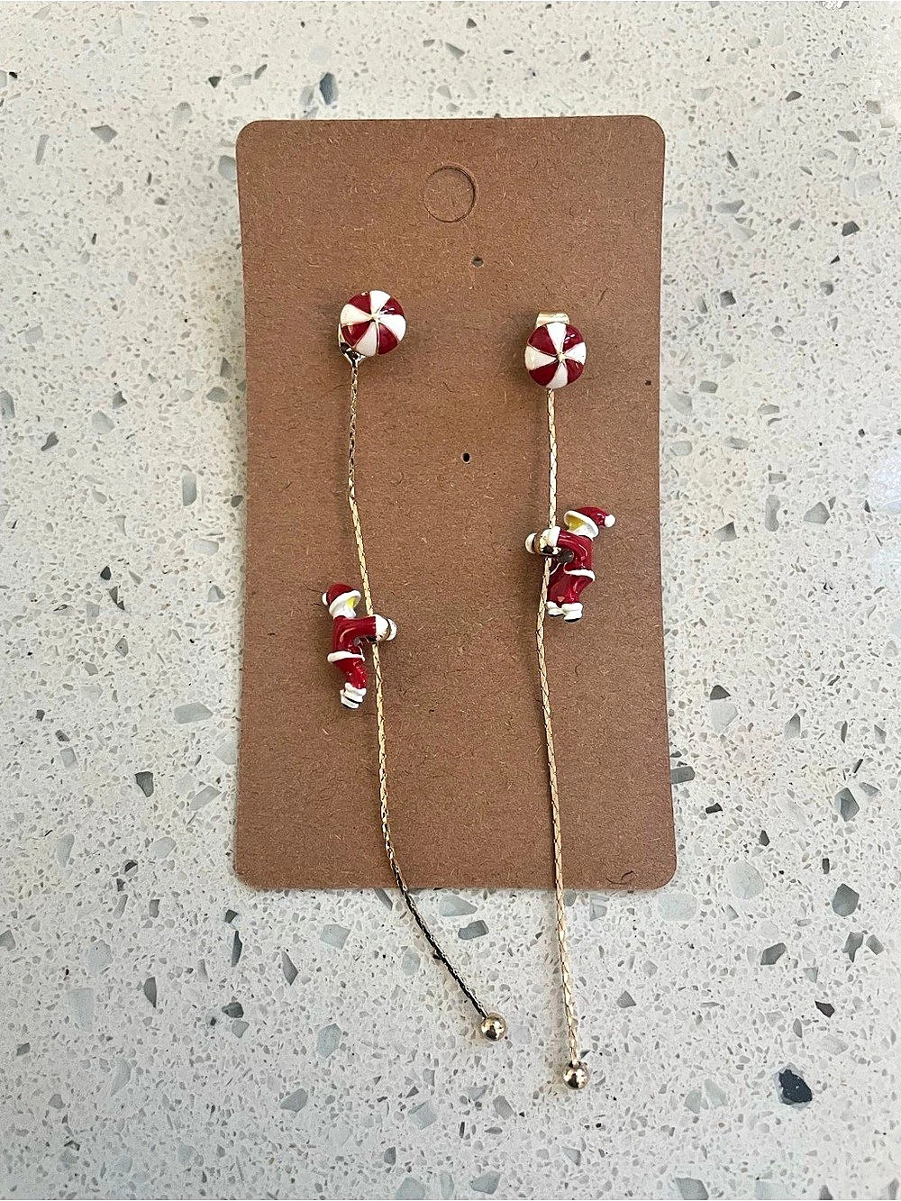 Santa Drop pierced Earrings in Red & Gold